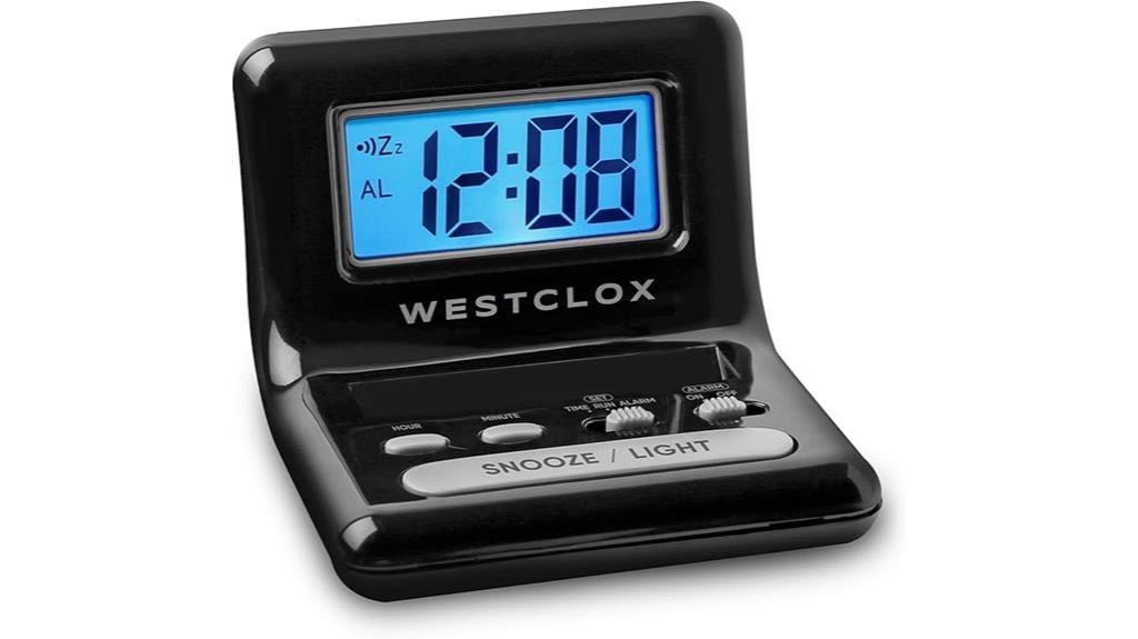 black digital alarm clock
