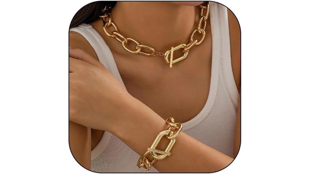 chunky gold jewelry set