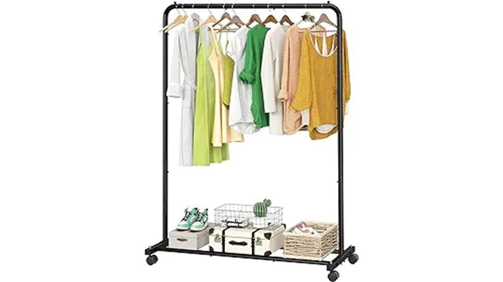 clothes rack with shelves