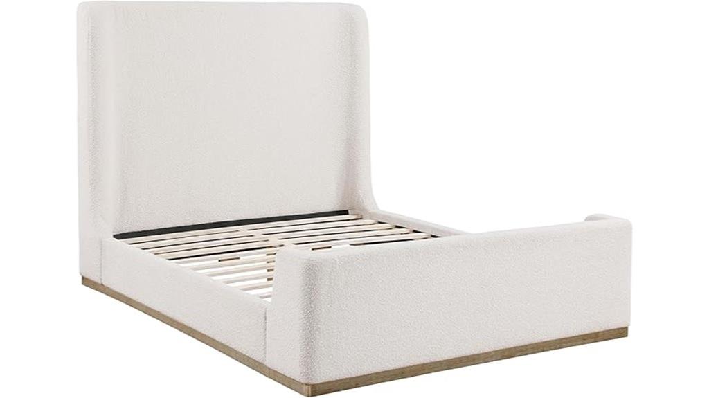 contemporary boucle queen bed