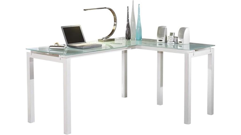 contemporary glass l shaped desk