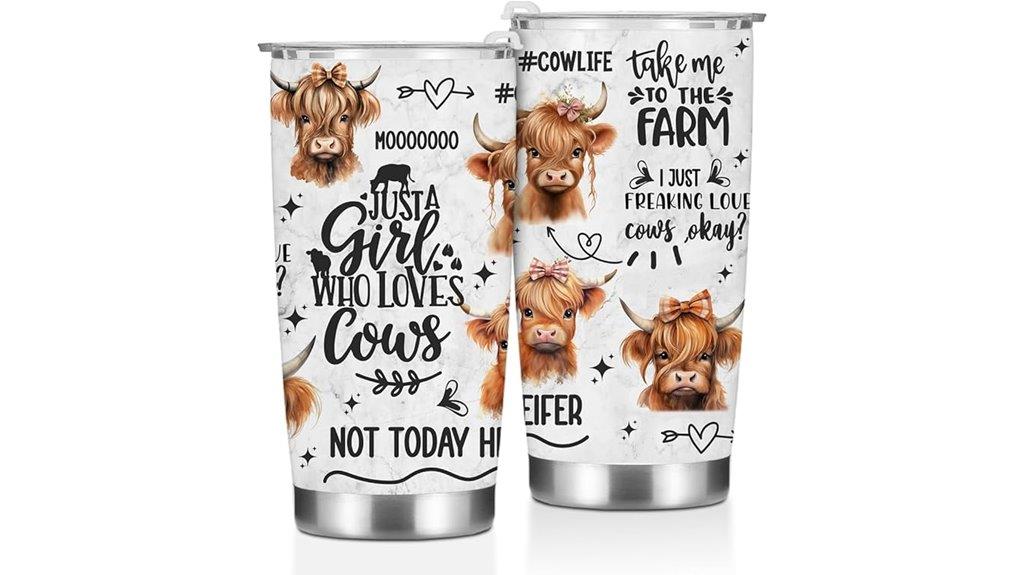 cow print tumbler design