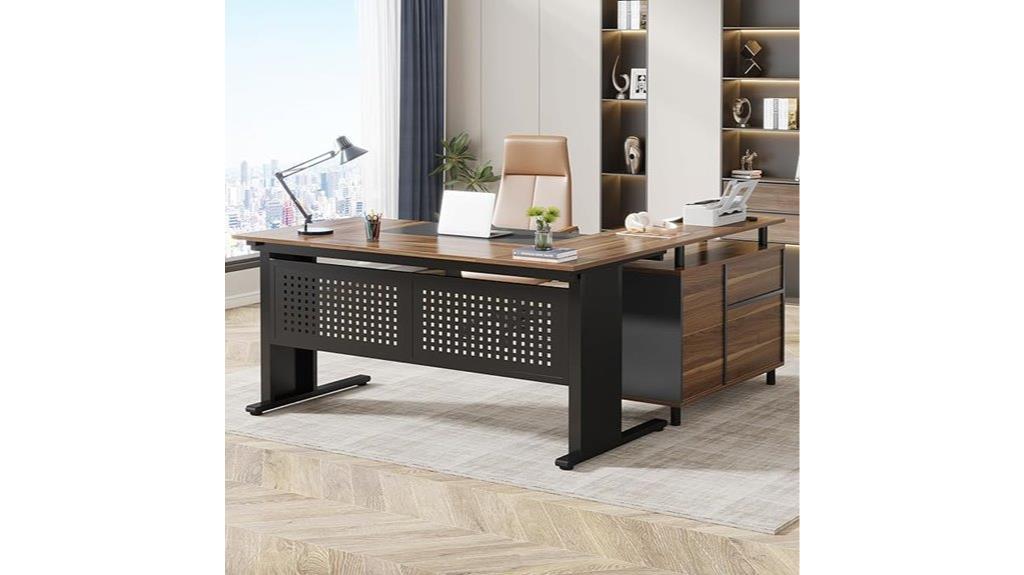 executive desk with cabinet