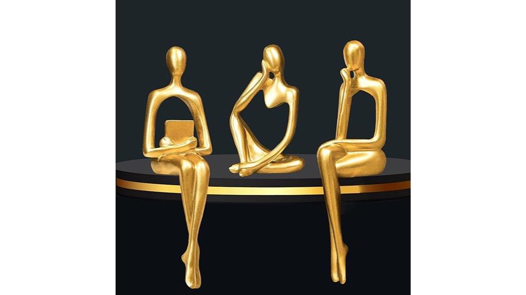 gold thinker statue set