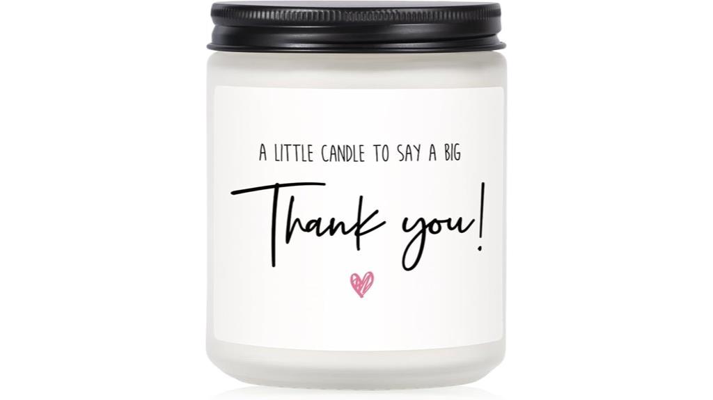 lavender scented thank you candle