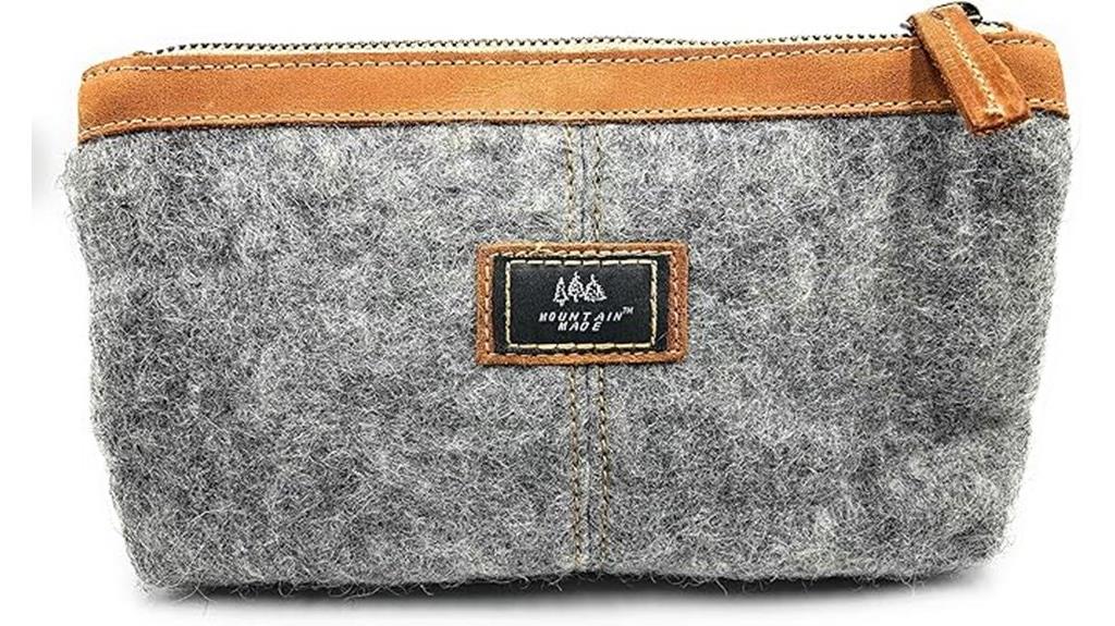 luxury wool leather cosmetic bag