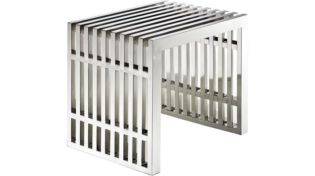 modern stainless steel bench