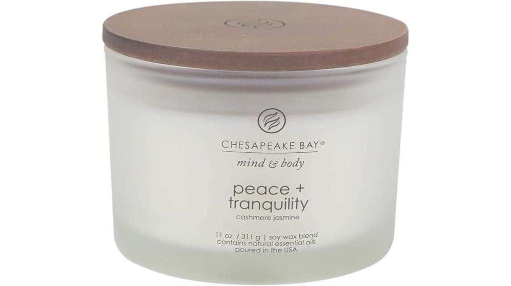 peaceful scented candle jar