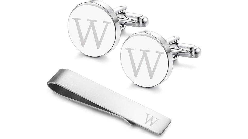 personalized cufflinks and tie clip