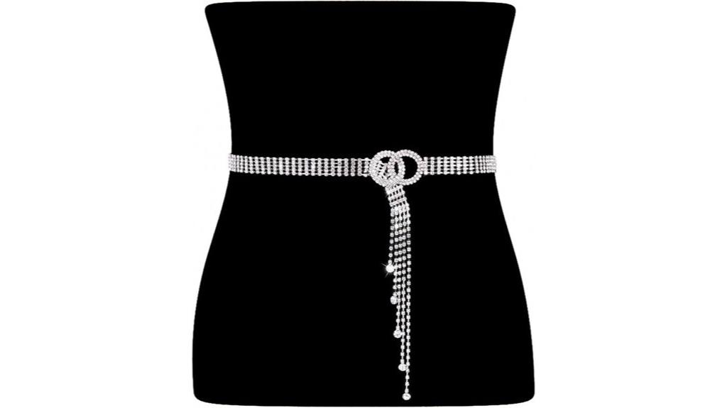 rhinestone o ring waist belt