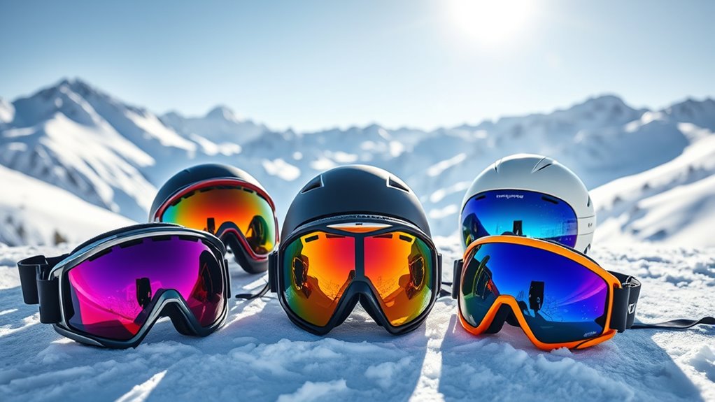 ski goggles and helmets