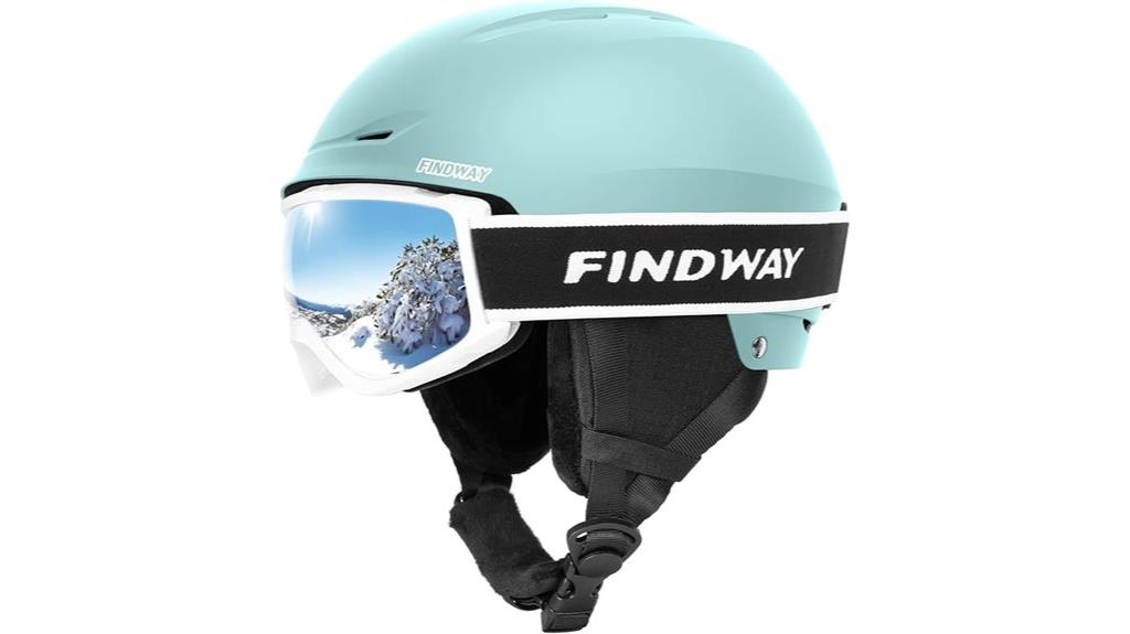 ski helmet and goggles