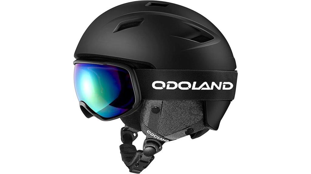 ski helmet and goggles