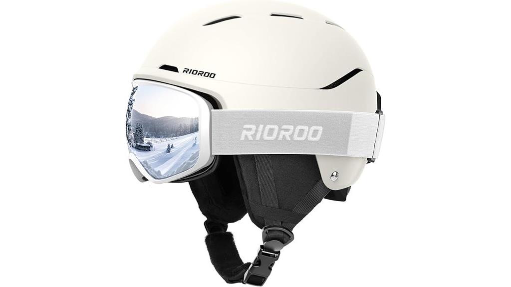 ski helmet and goggles
