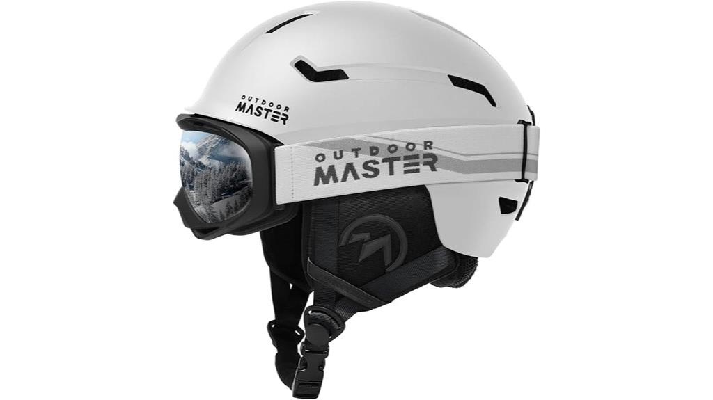 ski helmet and goggles