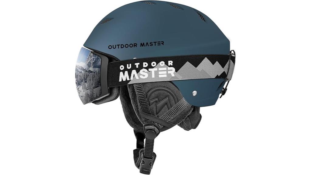 ski helmet and goggles