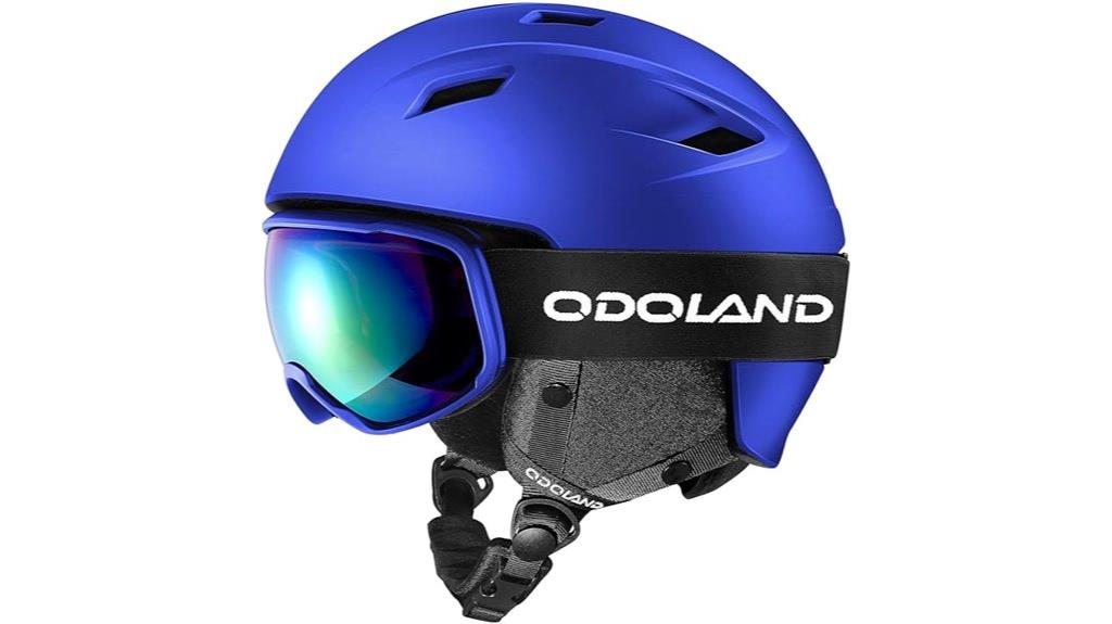 ski helmet and goggles