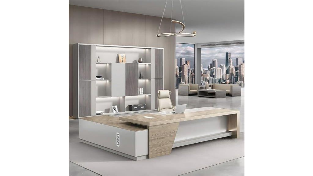sleek desk with storage