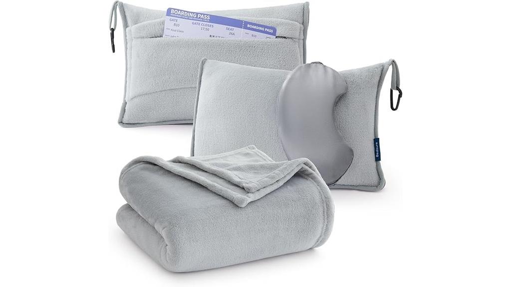 travel blanket and mask