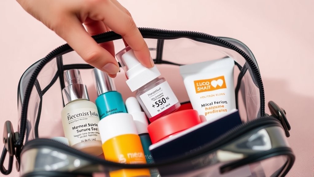 travel size beauty product selection