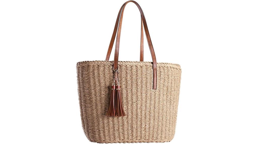 travel straw tote bag