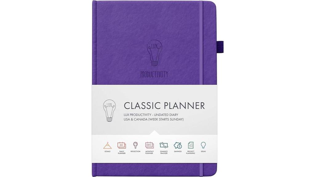 undated weekly planner purple