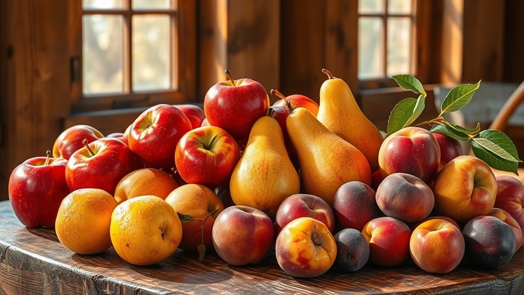 autumn fruits apples and pears