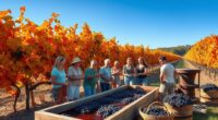 autumn vineyard grape stomping