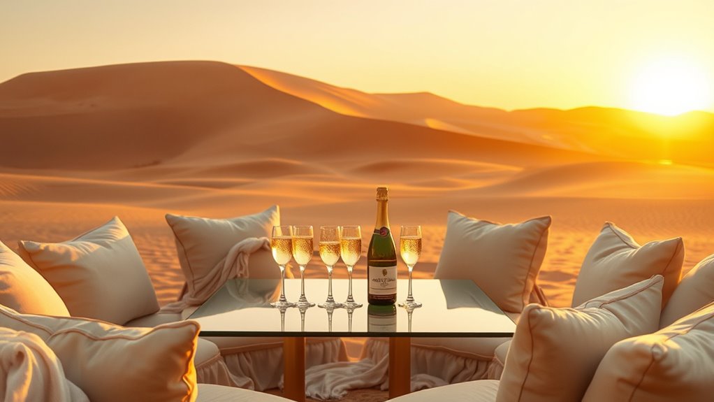 desert sunset champagne celebration
