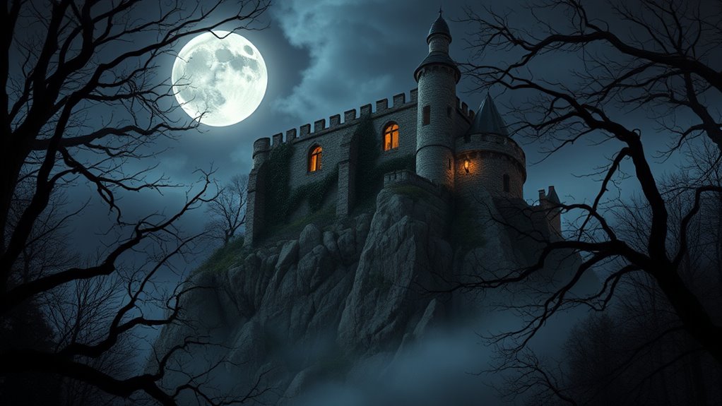 haunted forest with spirits