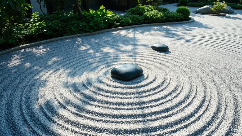 meditative gravel and sand patterns