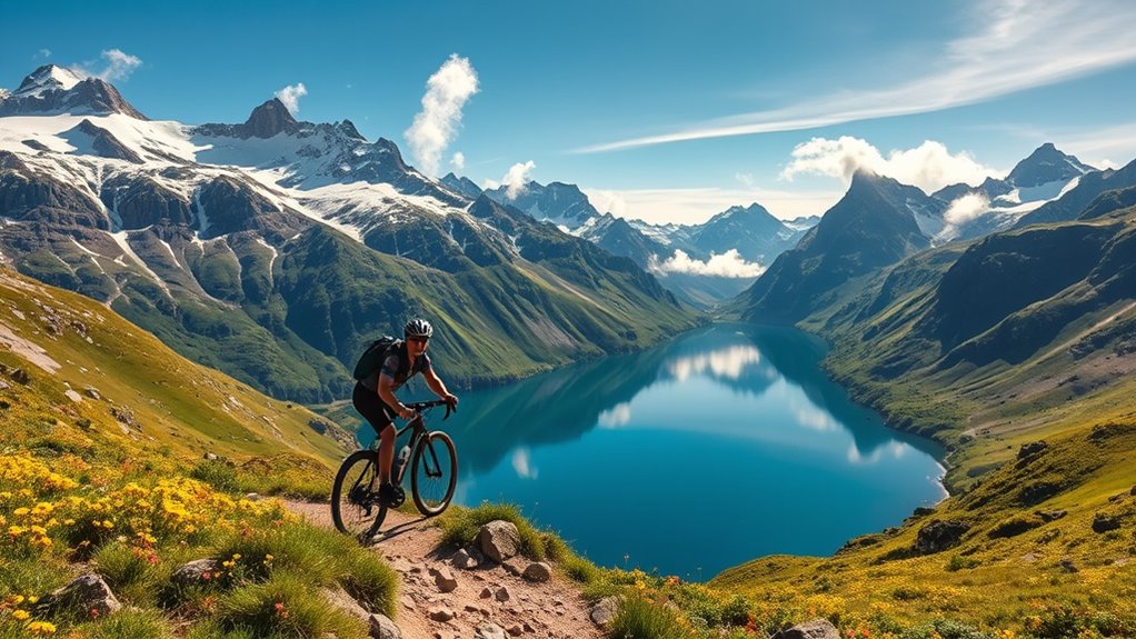 mountain lakes and snow peaks
