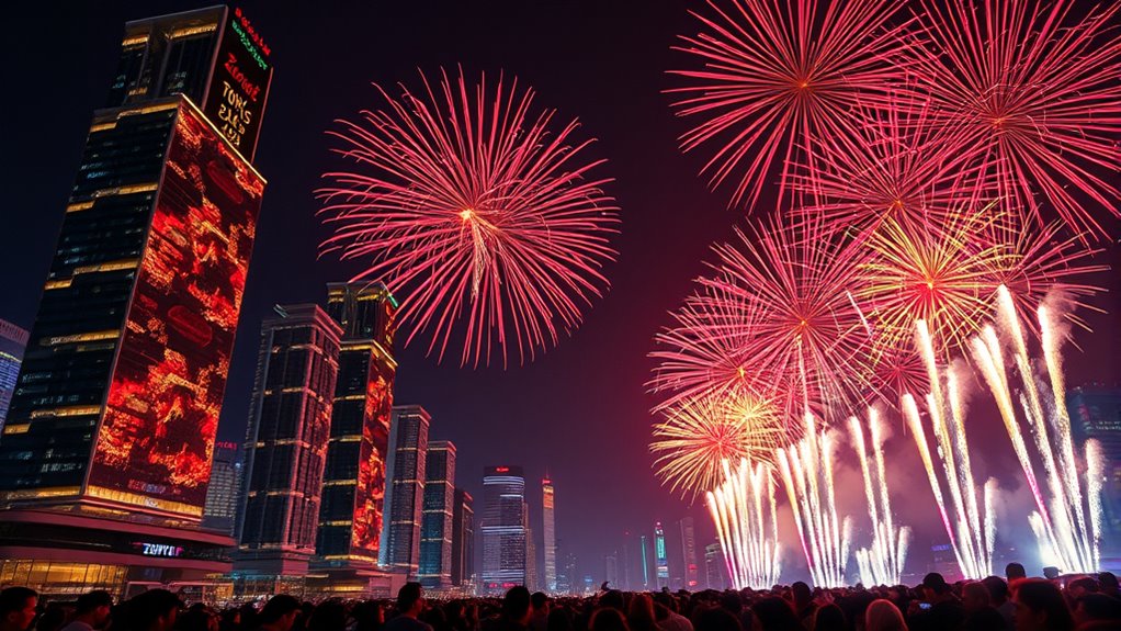music synchronized fireworks spectacle