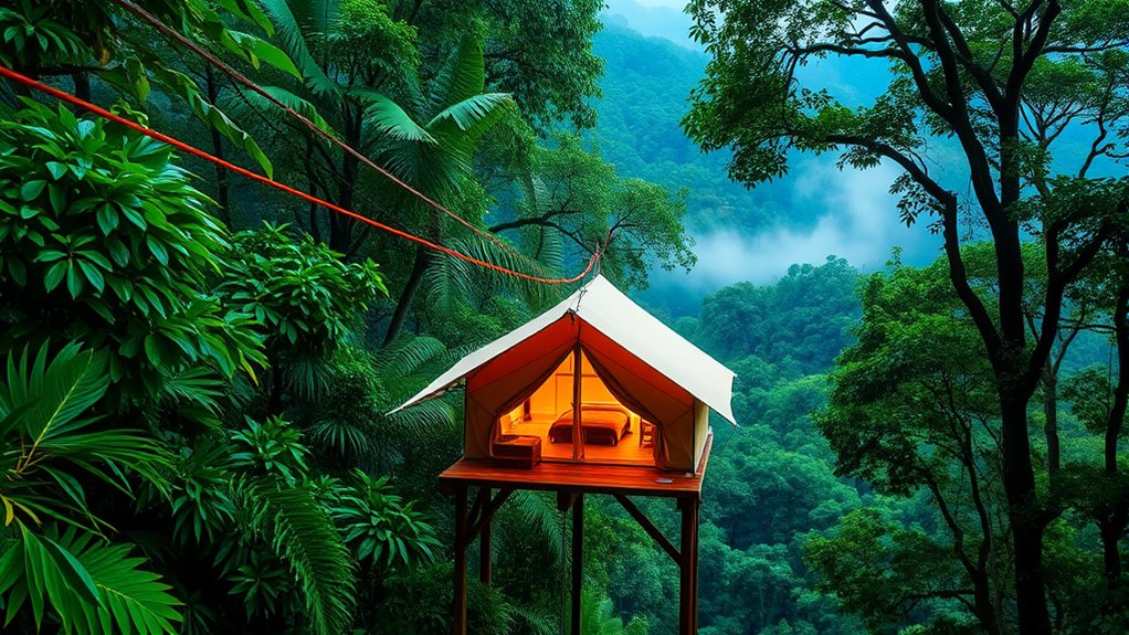 rainforest ziplining and luxury camping