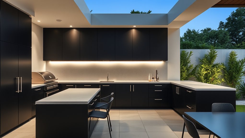 sleek minimalist outdoor kitchen