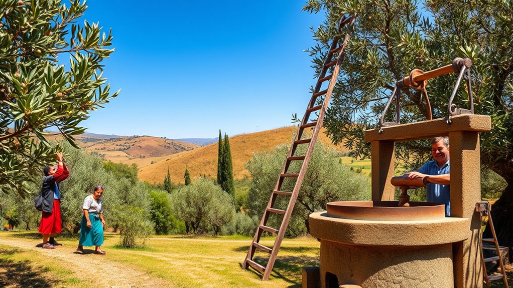 traditional seasonal olive harvesting