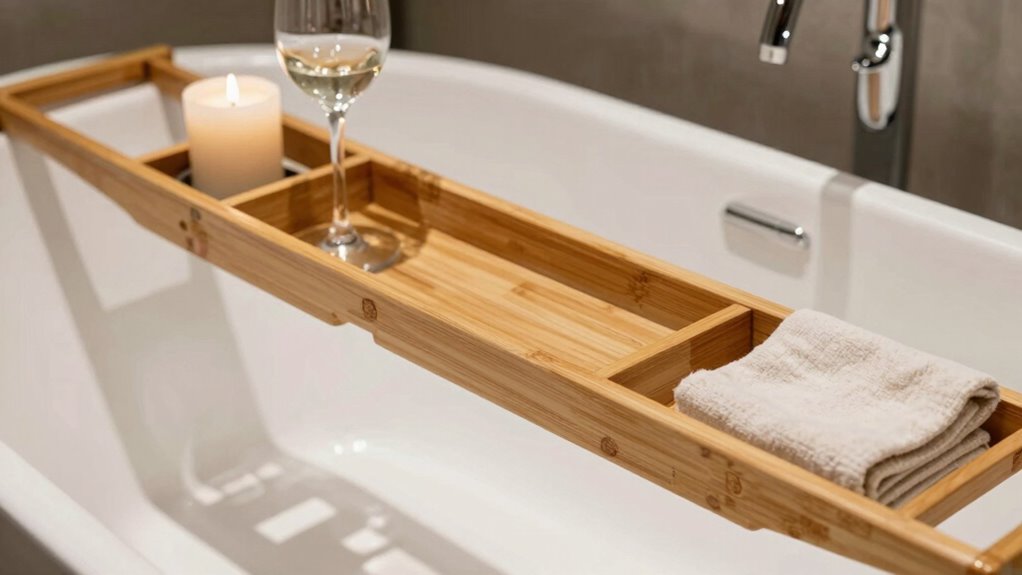 top bamboo bathtub caddy trays