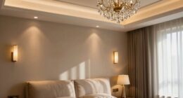 elegant layered bedroom lighting