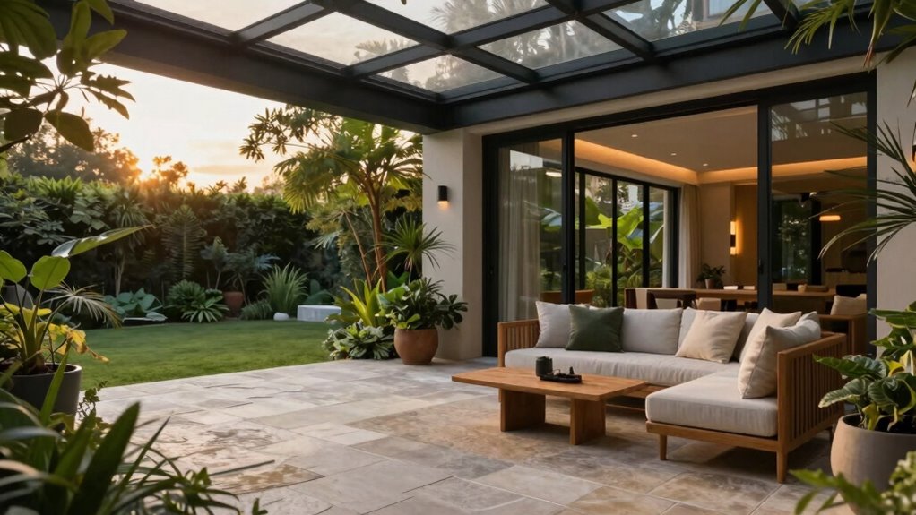 elegant transitional outdoor area