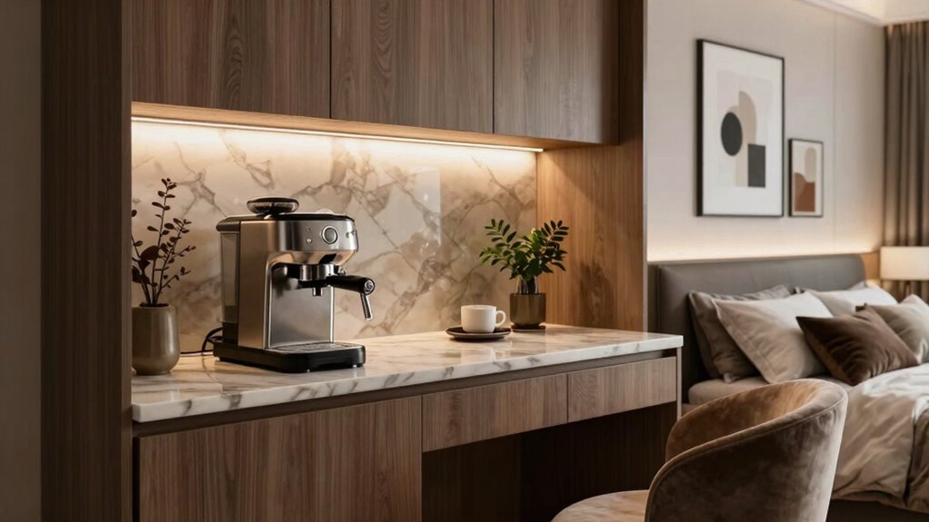 luxury coffee station bedroom