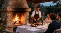 luxury open fire dining