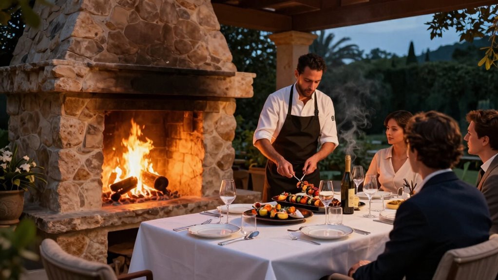 luxury open fire dining