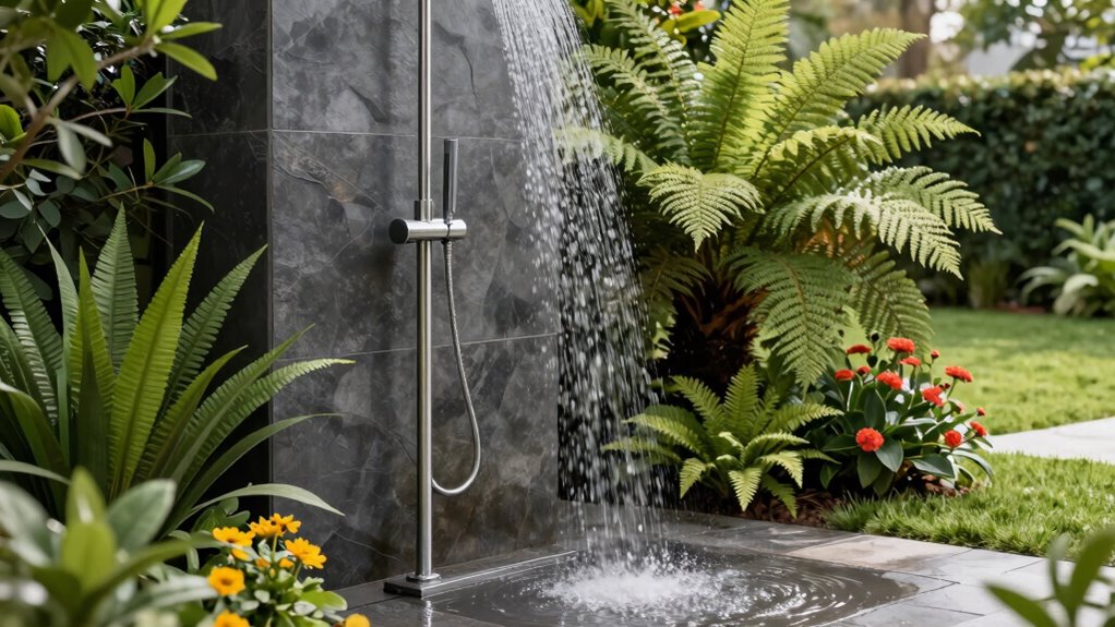 refined backyard outdoor shower